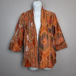 Anu Vintage Wool and Silk Artsy Hippie Boho Open Front Jacket size Small
